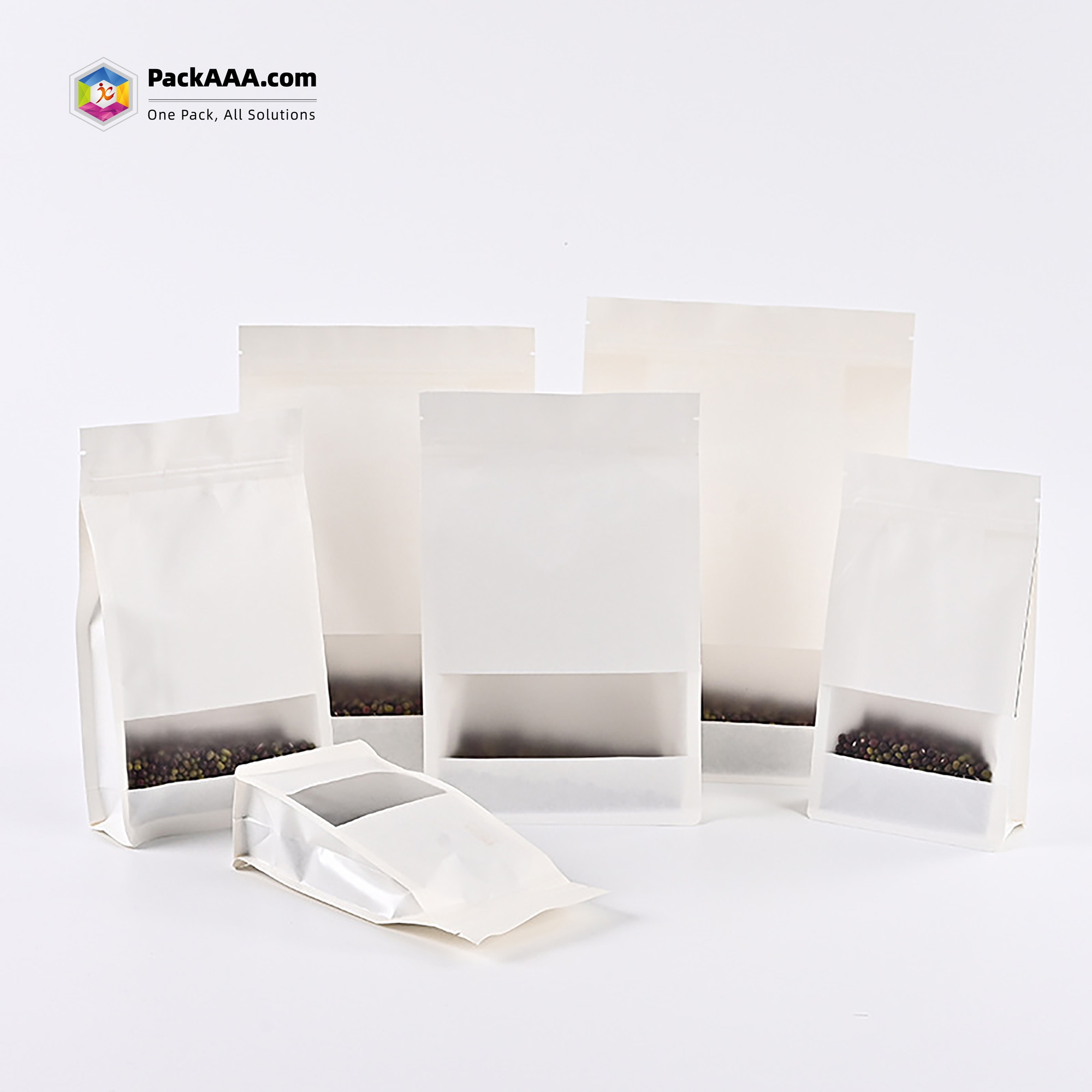 1 8 - Premium Frosted Window Kraft Paper Ziplock Bags – Eight-Side Seal for Tea & Food Packaging