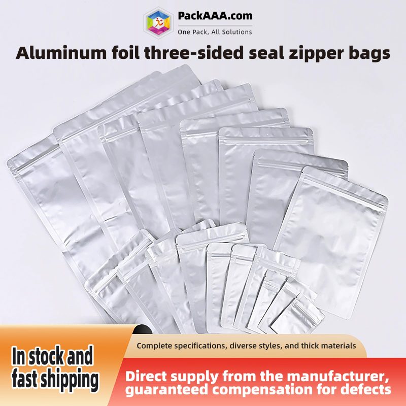 Custom Thickened Aluminum Foil Ziplock Bags | Self-Supporting 3-Side Sealed Food Packaging For Snacks & Tea