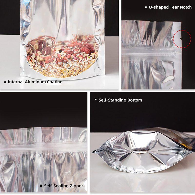 Translucent Aluminum-Plated Zipper Seal Bags – Durable & Stylish Storage Solutions