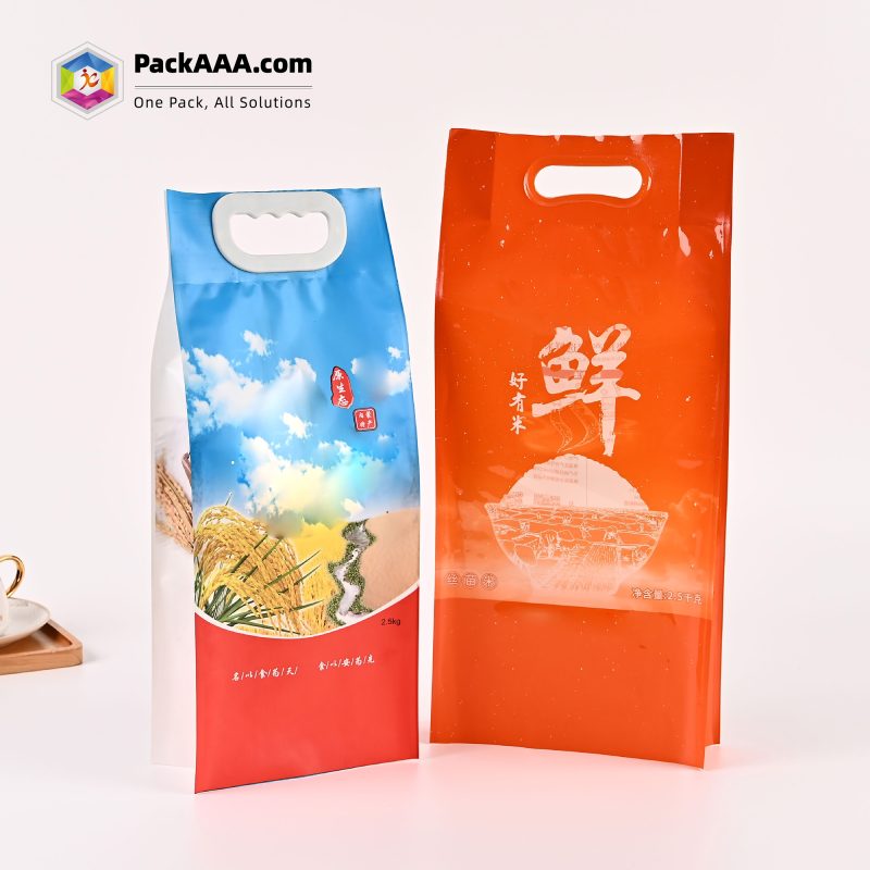 Custom Logo Plastic Printed Rice Bags – Heavy-Duty Vacuum Seal Food Packaging