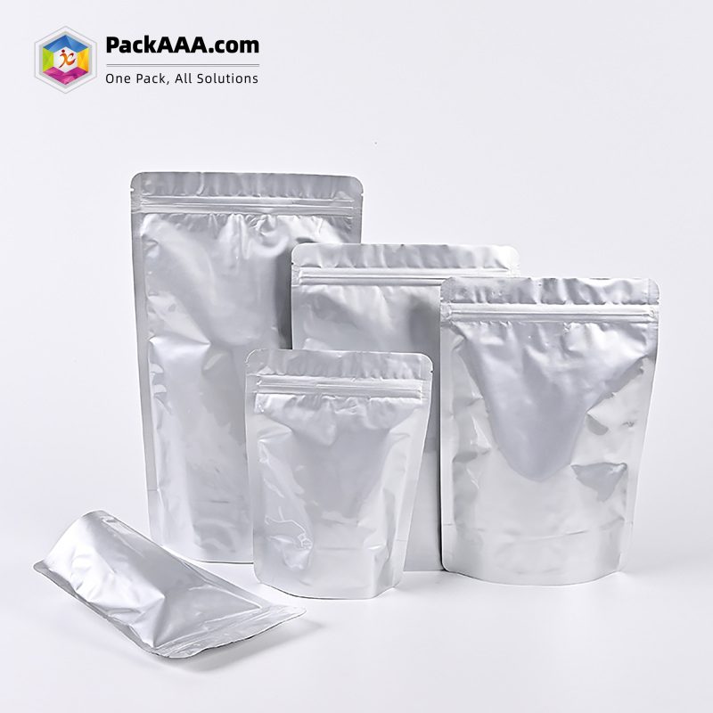 Custom Thickened Aluminum Foil Ziplock Bags | Self-Supporting 3-Side Sealed Food Packaging For Snacks & Tea